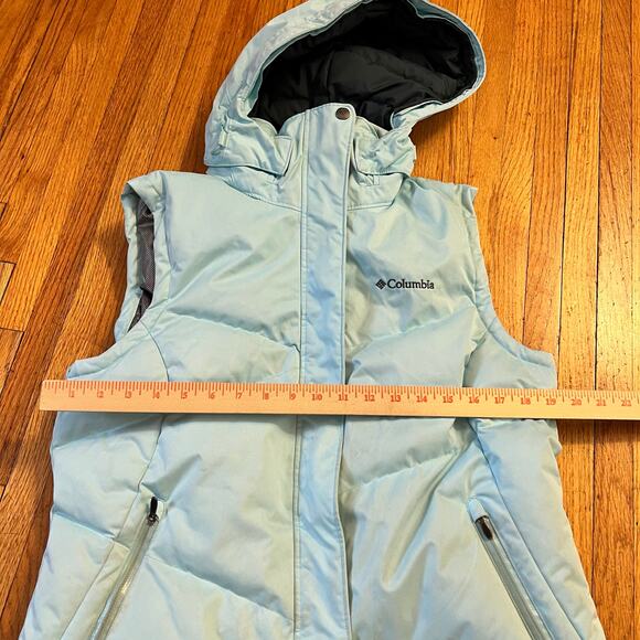 Columbia Vest Womens Large Omni Heat Hooded Down Jacket Light Blue * - Picture 12 of 13